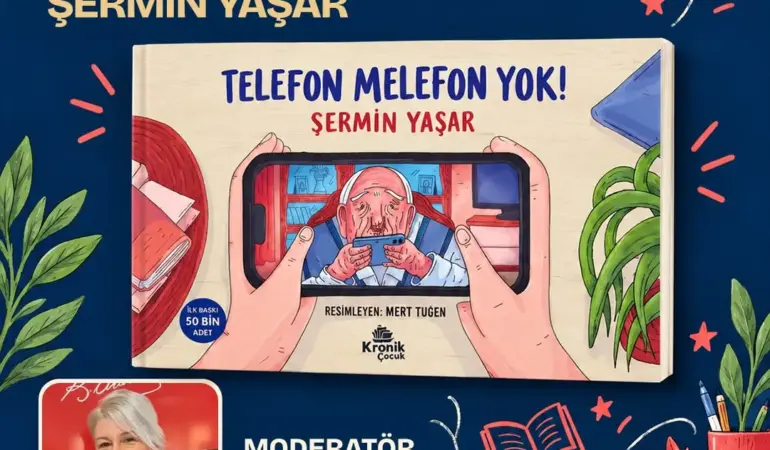 Türkan Şen moderatörlüğündeki 17 Ekim 2026 saat 13.00 tarihli Telefon Melefon Yok çocuk kitap atölyesi afişi.