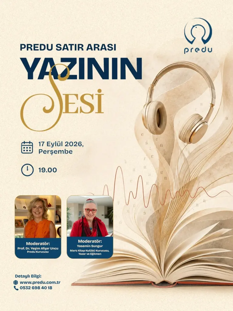 Yeşim Afşar Uncu ve Yasemin Sungur’un yer aldığı 17 Eylül 2026 tarihli PREDU Yazının Sesi etkinlik afişi.